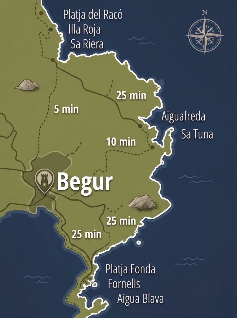 Mapa de las mejores playas de begur