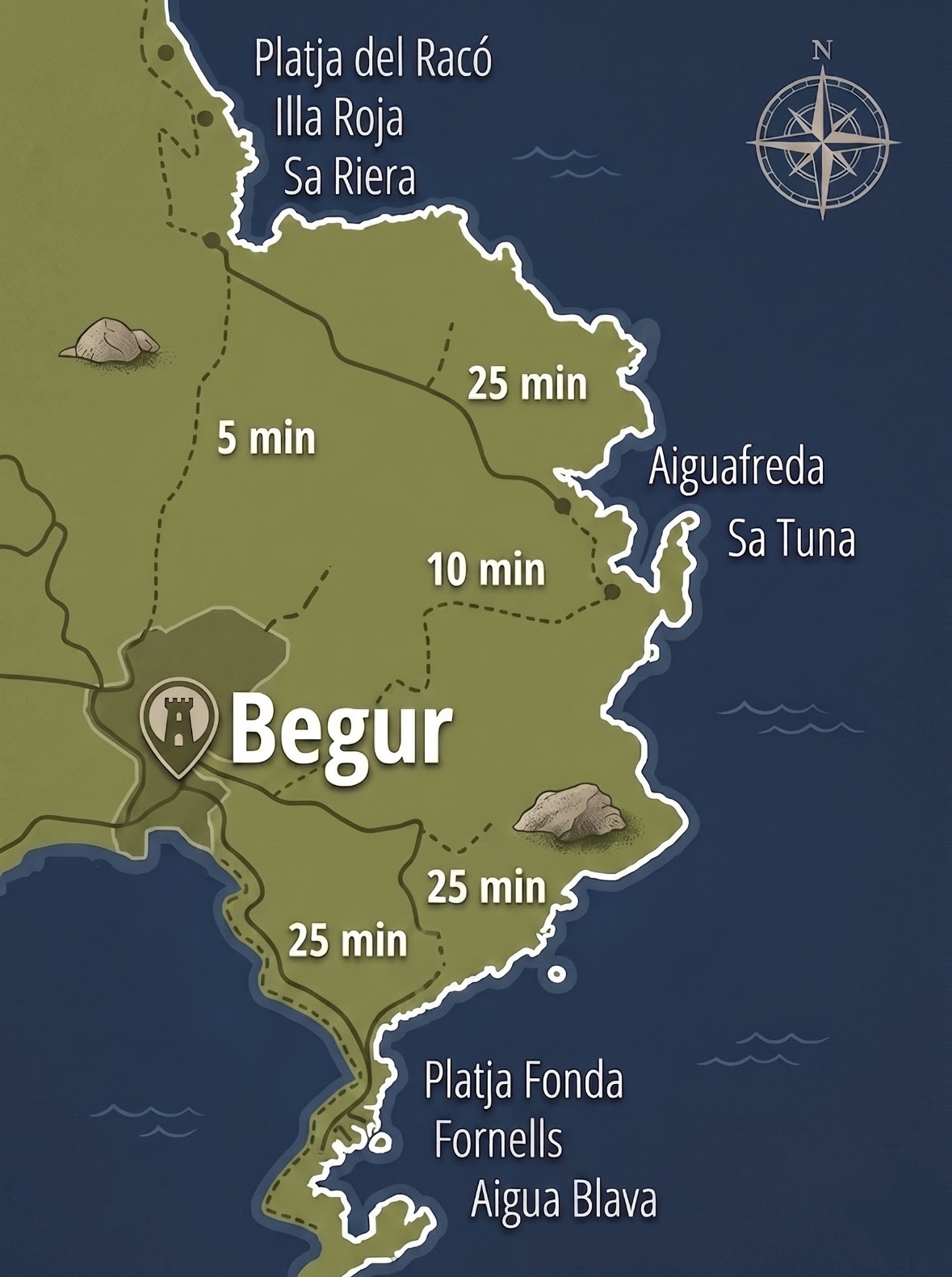mapa de las mejores playas de begur